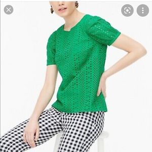 Jcrew green eyelet top